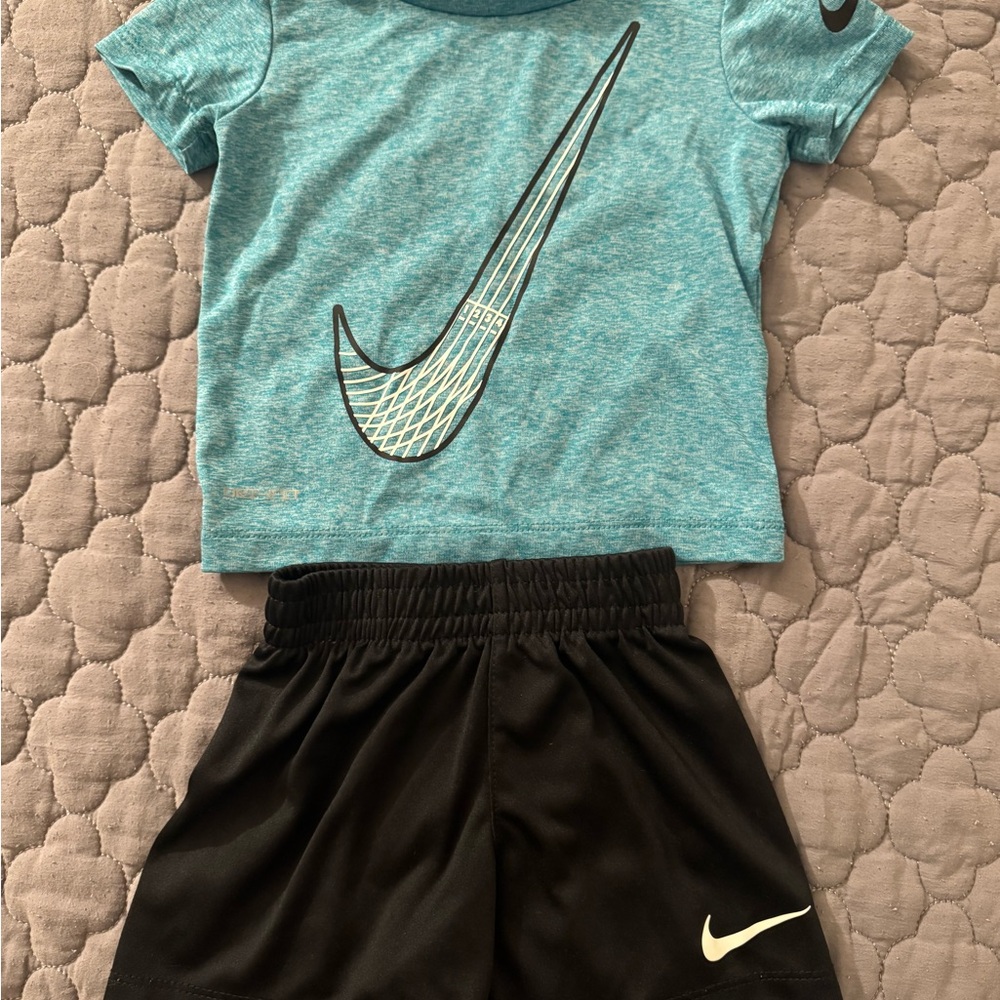 Nike Teal Tee and Black Shorts Set